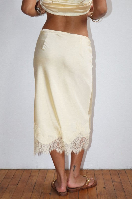 Isabella Satin Lace Midi Skirt