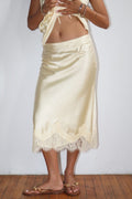 Isabella Satin Lace Midi Skirt
