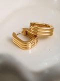 Noah 18K Gold Non-Tarnish Stripe Hoop Earring: Yellow Gold