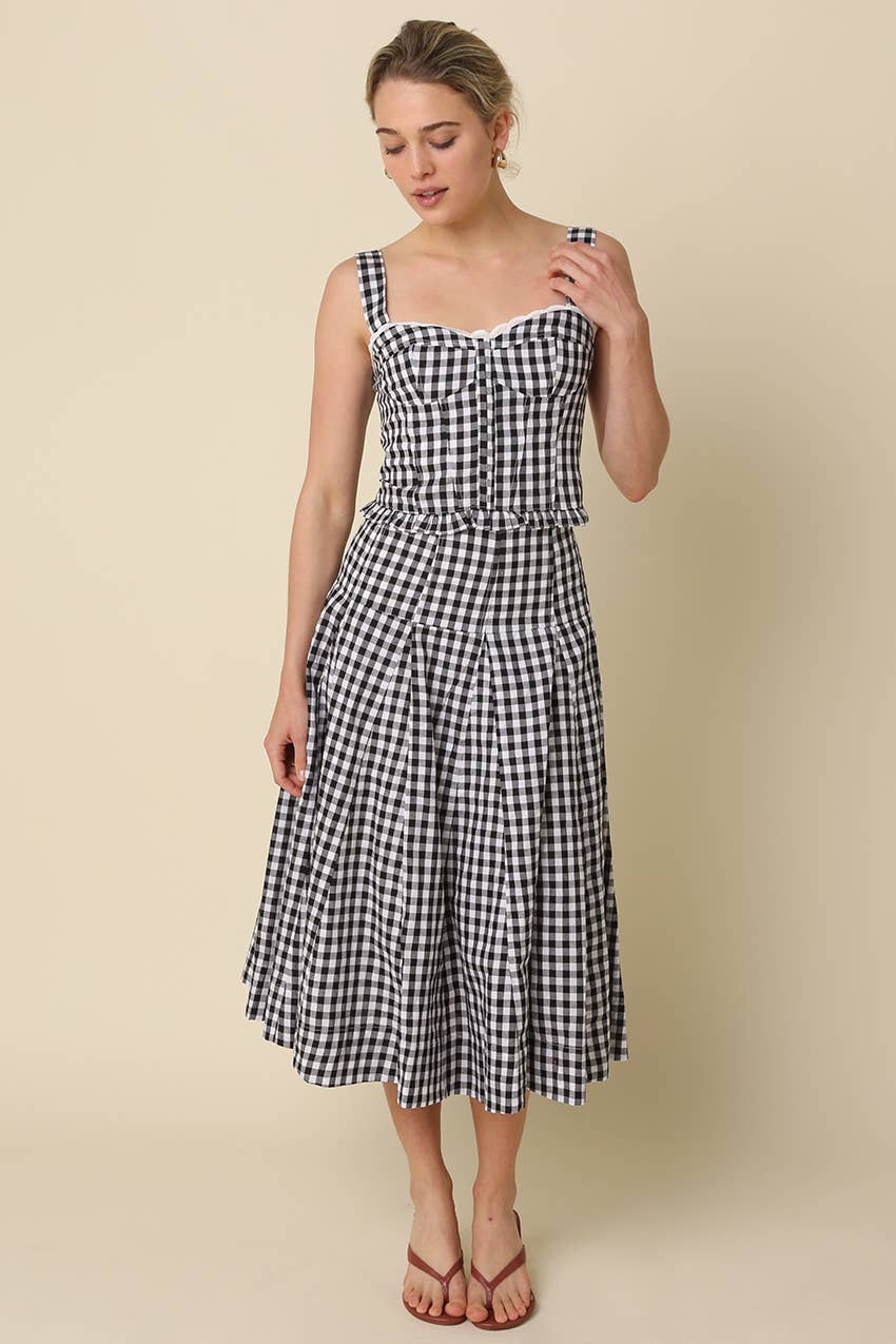 Emma Gingham Midi Skirt