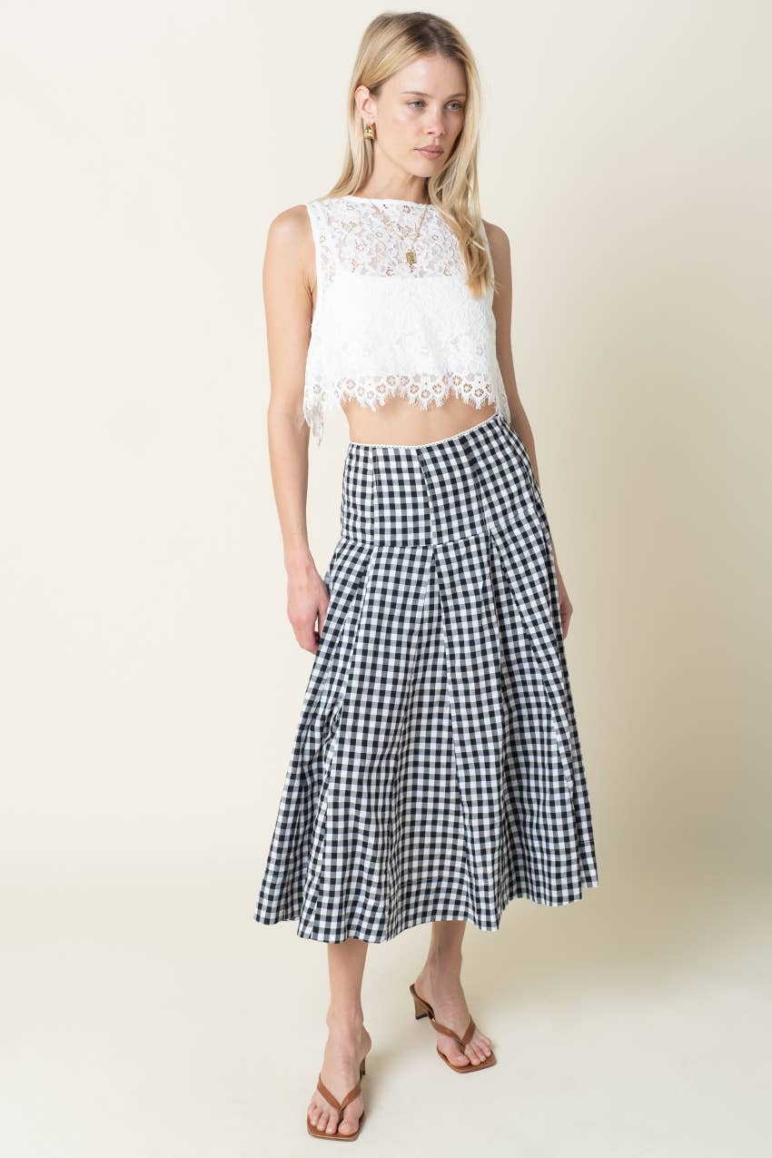 Emma Gingham Midi Skirt